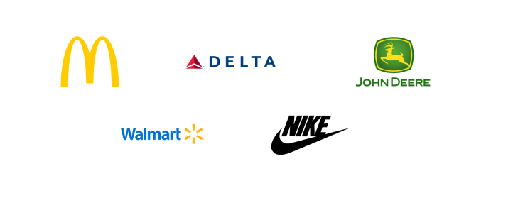 McDonald, Walmart, Delta airlines, Nike, John Deere